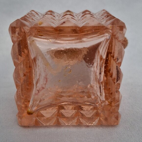 Vintage Square Pink Glass Perfume Atomizer Bottle - Picture 3 of 4